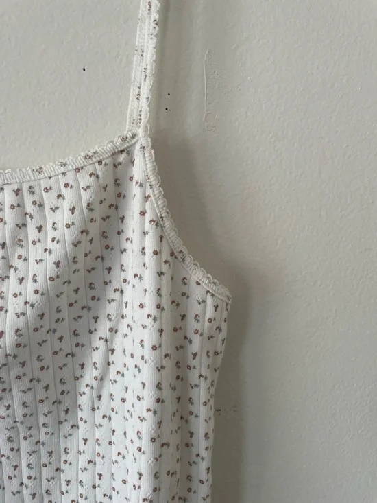 Neuflora Cream Floral Spaghetti-Strap Tank Top - Picture 2 of 3